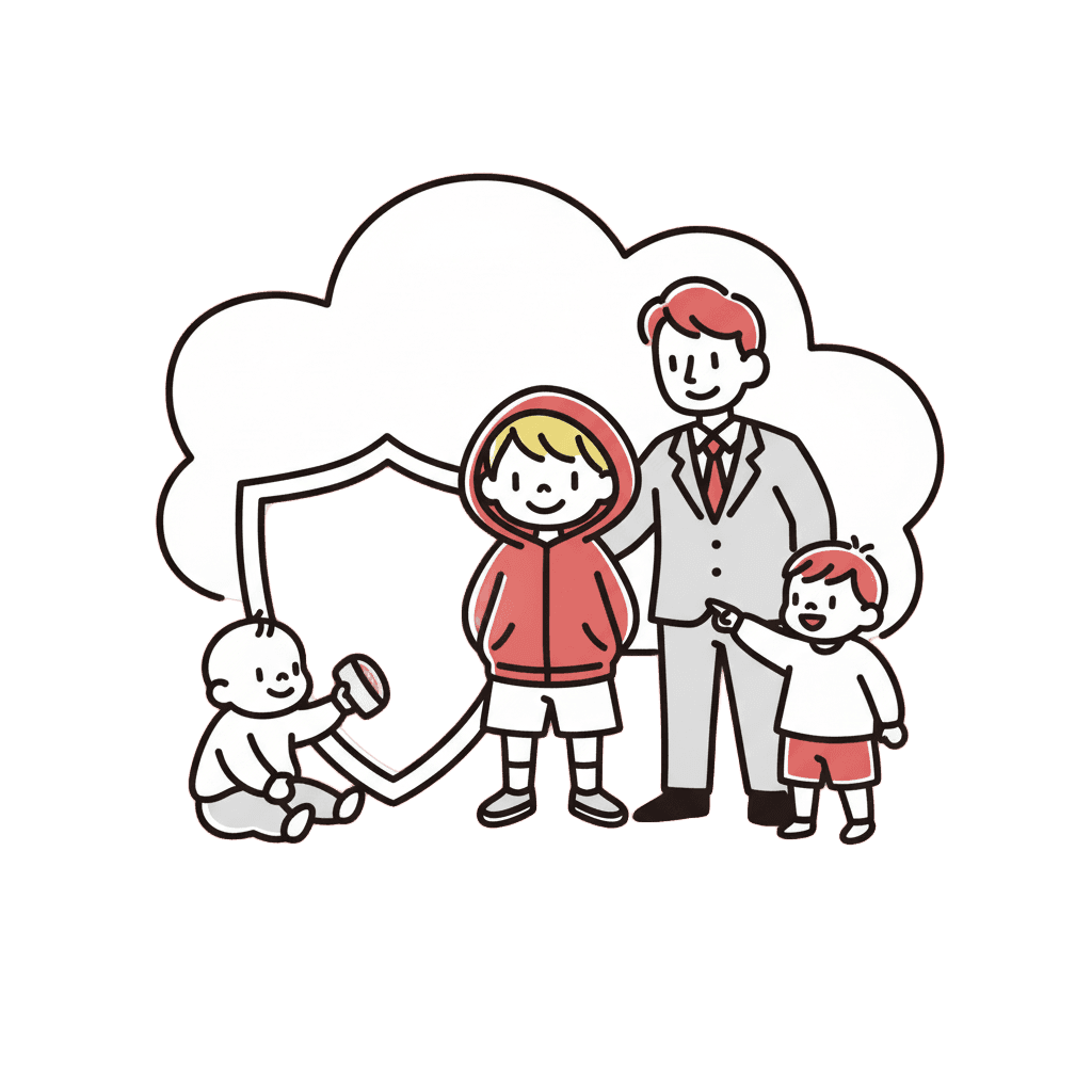 成長の節目を見守る親子のイラスト