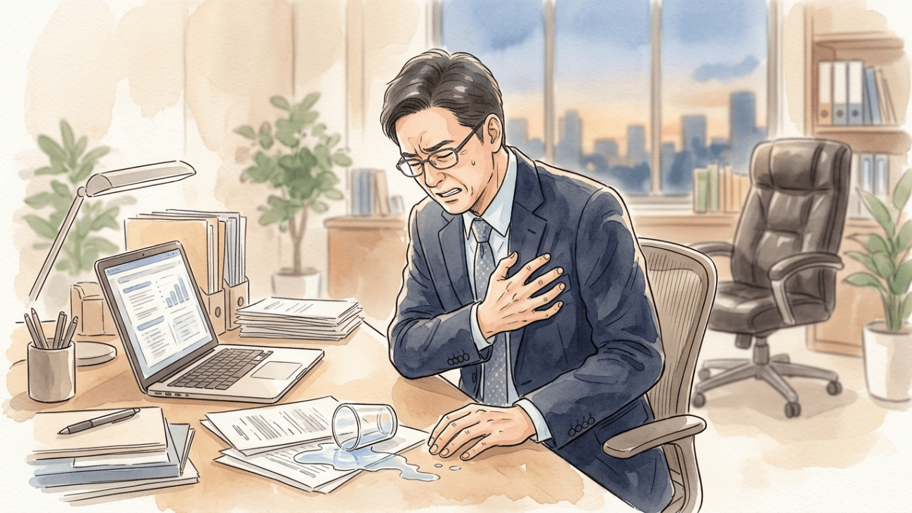 経営者の万一に備える水彩イラスト