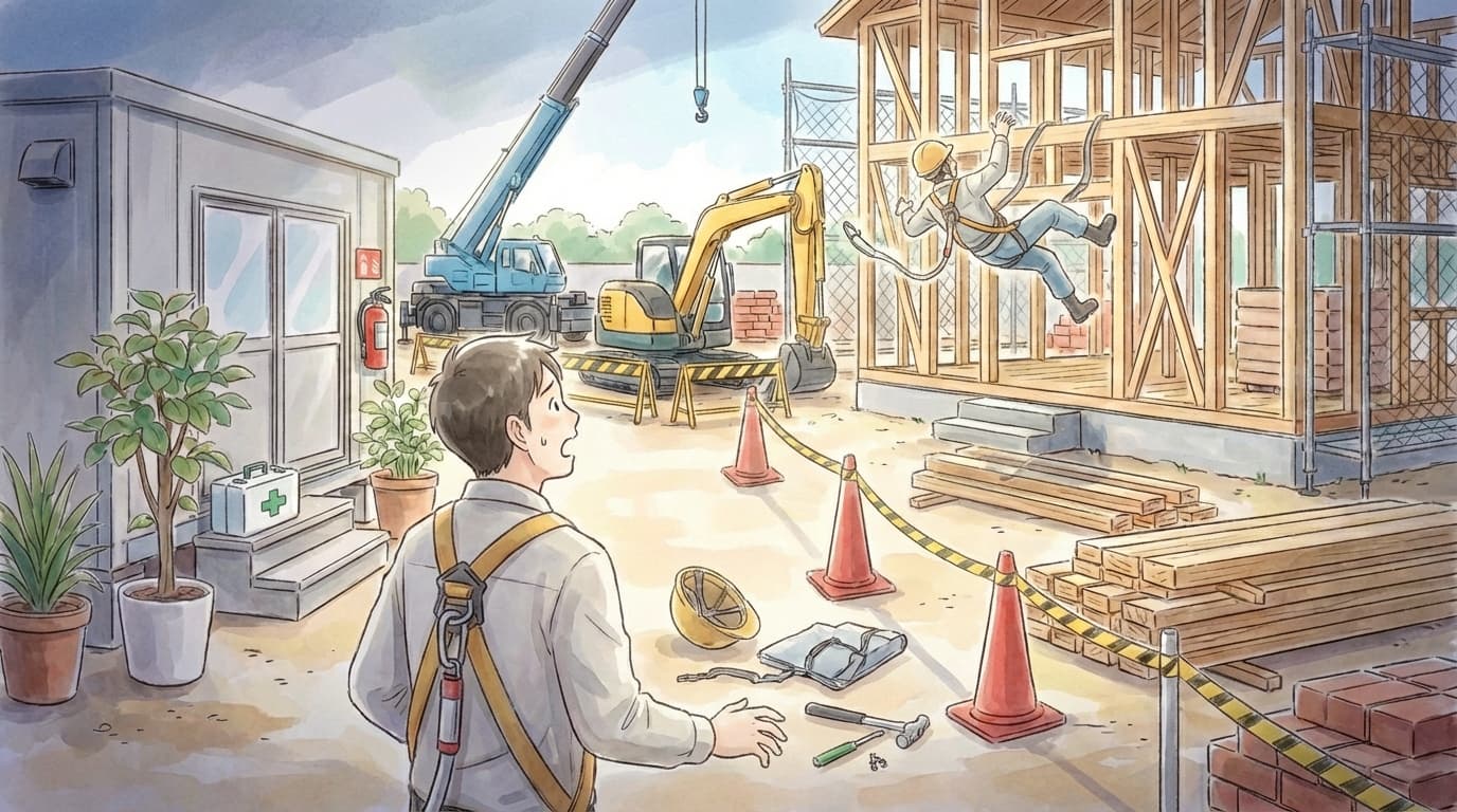 高所作業中の転落事故