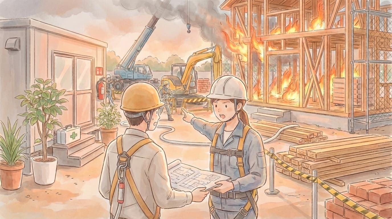 建設中の建物火災