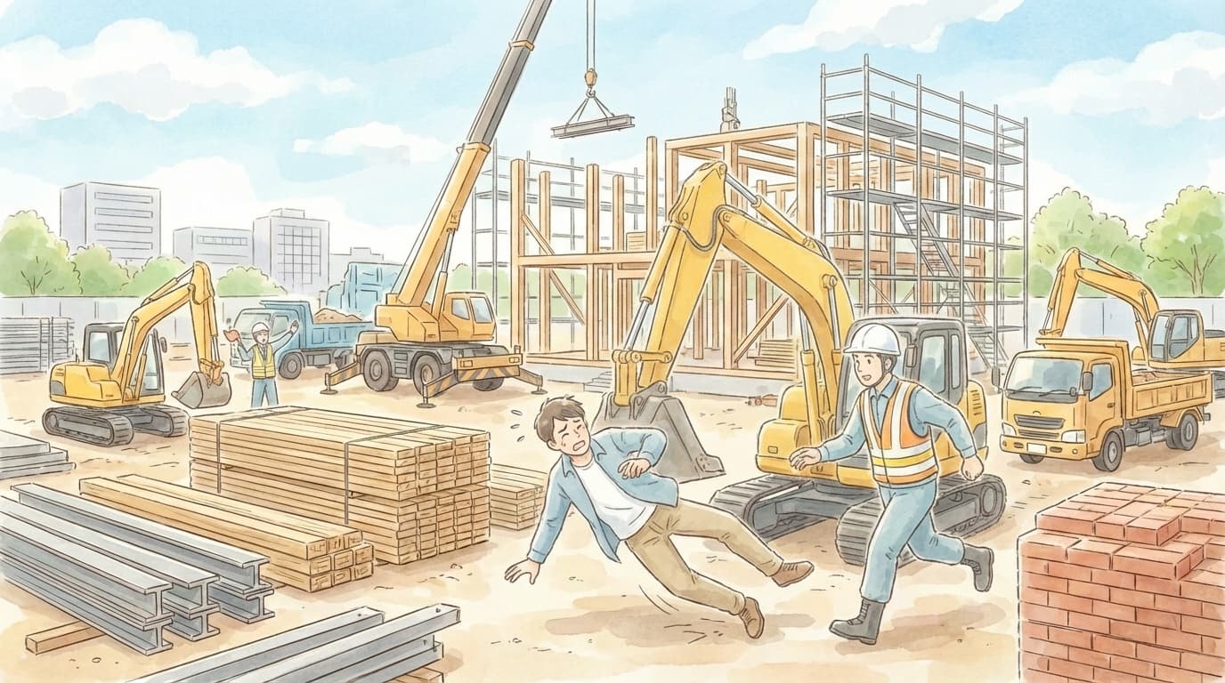 重機接触による第三者負傷