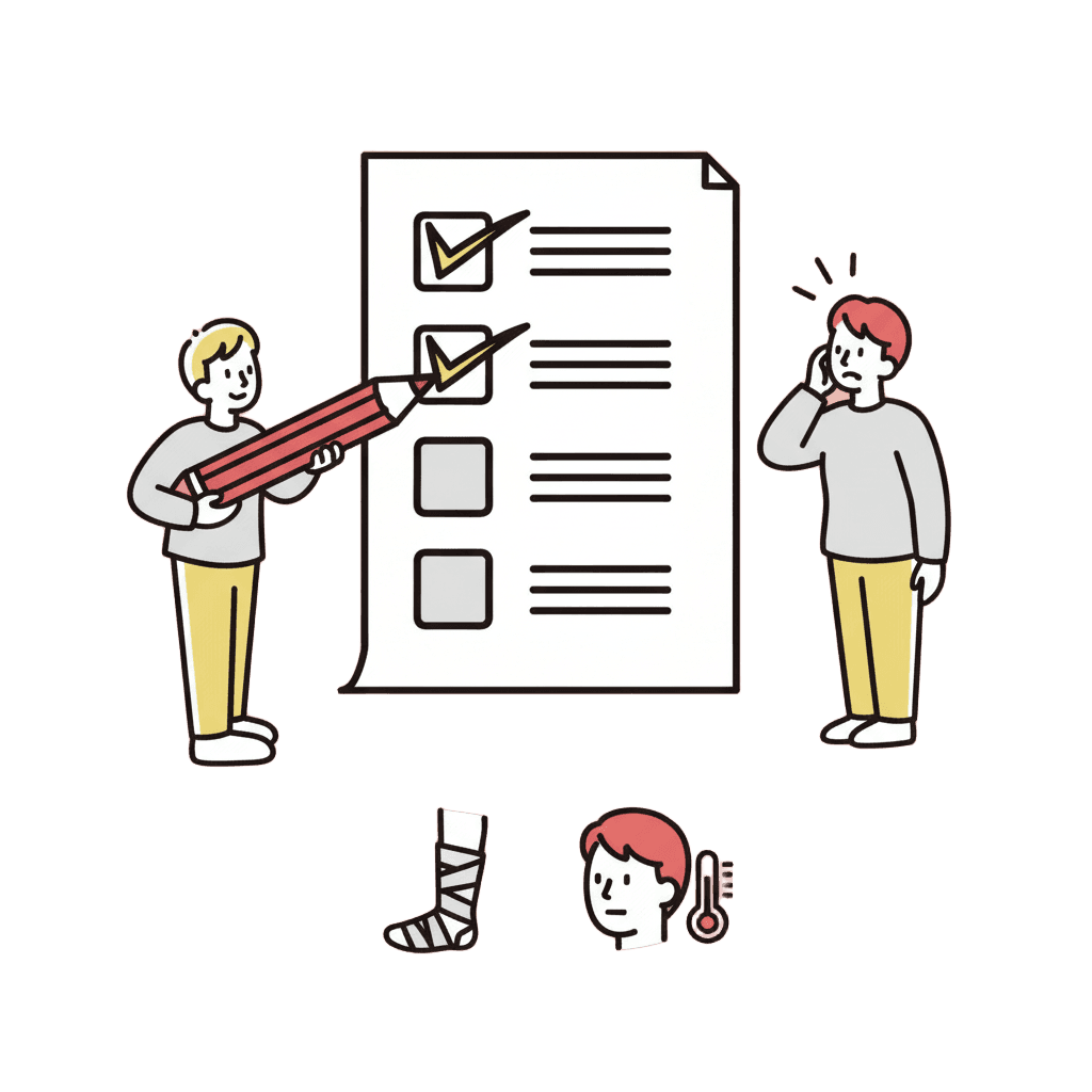 診察を受ける家族のイラスト