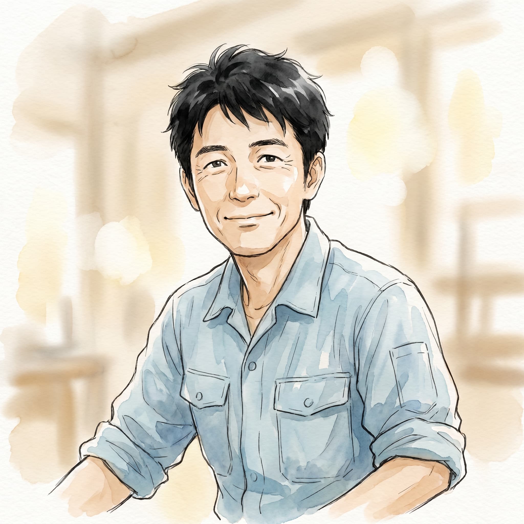 屋外作業に従事する男性のイラスト