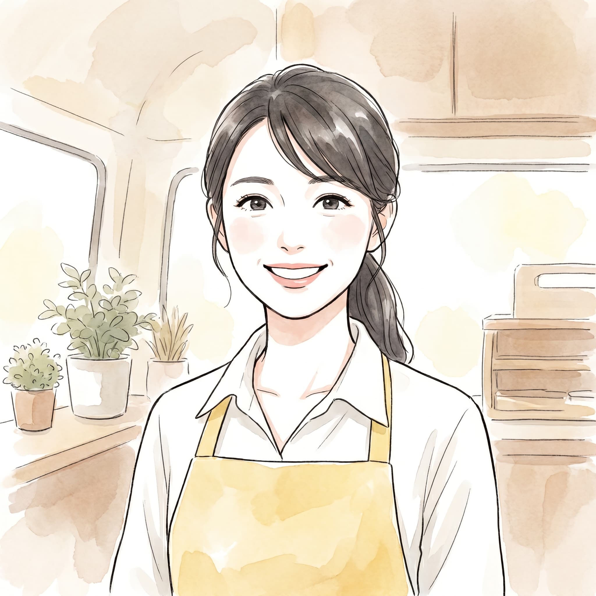 キッチンカーを営む女性のイラスト